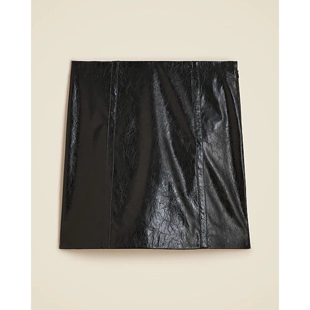 NWT J Crew Factory Faux Leather Mini Skirt Womens 14 A Line Black